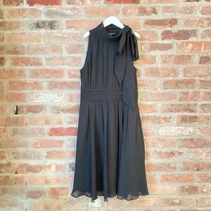 Black Silk Party Dress with Bow